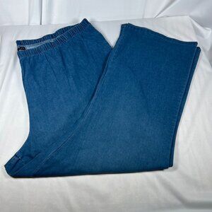 Denim 24/7 Size 34 W Plus Size Wide Leg Jeans Pull On Blue Jeans Flare Leg #1